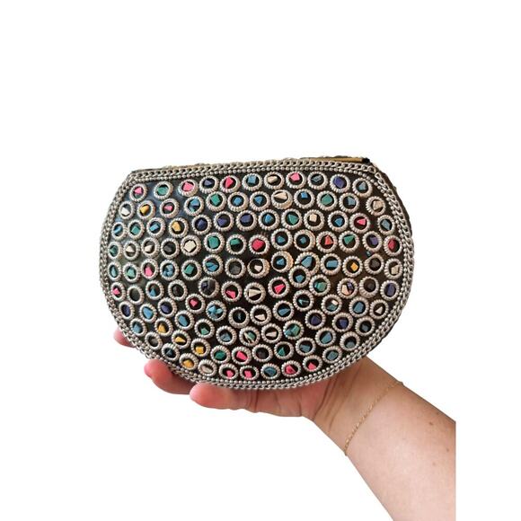 Ramla Women's Multicolor Atom Moroccan Mosaic Stone Crossbody Clutch - Picture 4 of 11